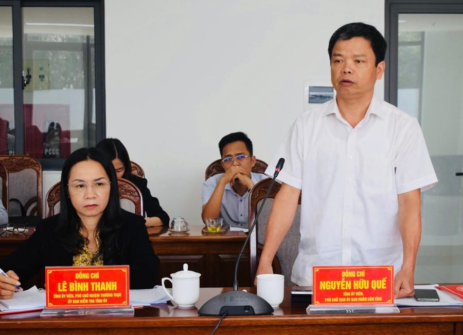 Phó Chủ tịch UBND tỉnh Nguyễn Hữu Quế phát biểu tại buổi làm việc. Ảnh: P.D z7191186929864-5ae5b2396e6c4b3ac53b644c1d31154d.jpg